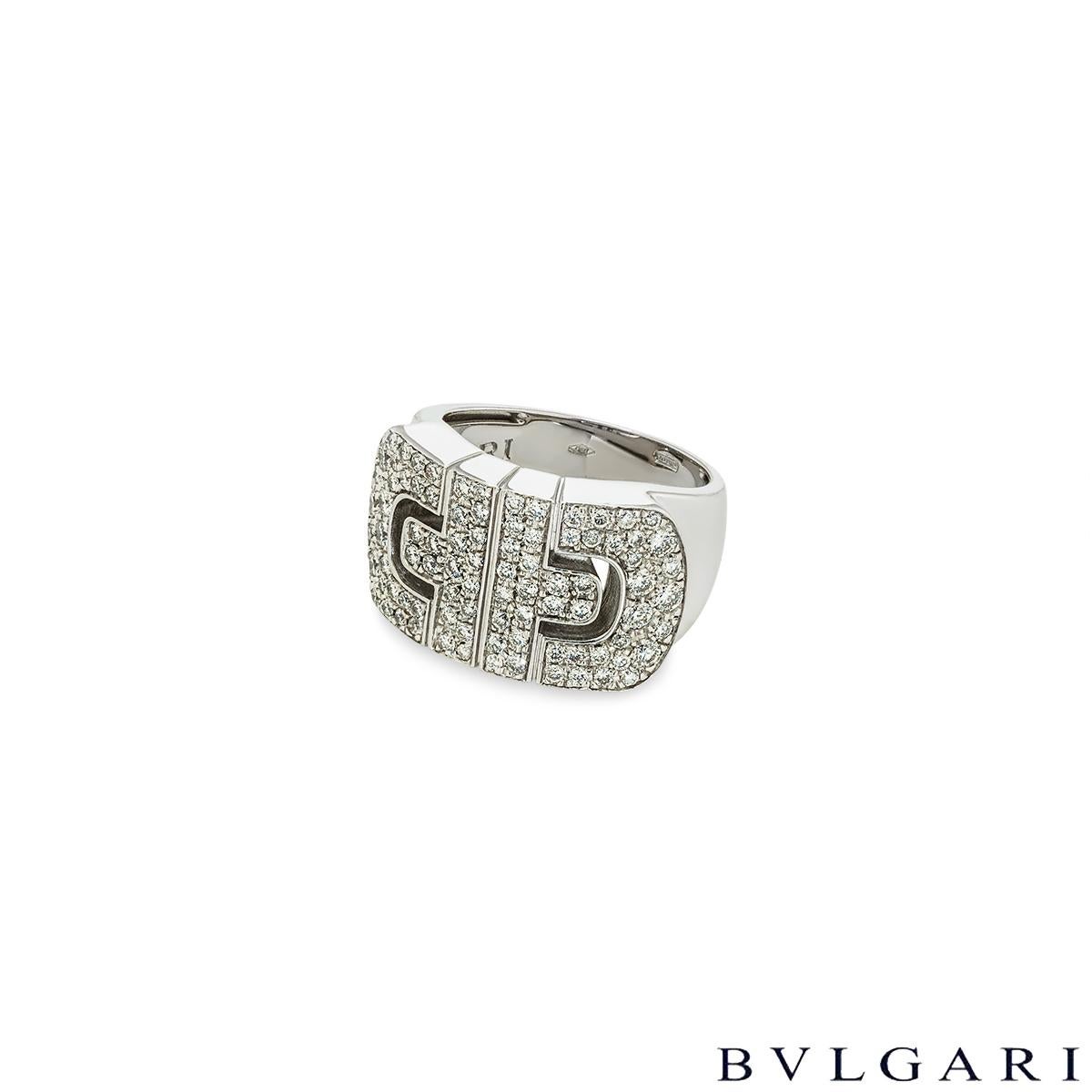 Bvlgari White Gold Diamond Parentesi Ring In Excellent Condition For Sale In London, GB