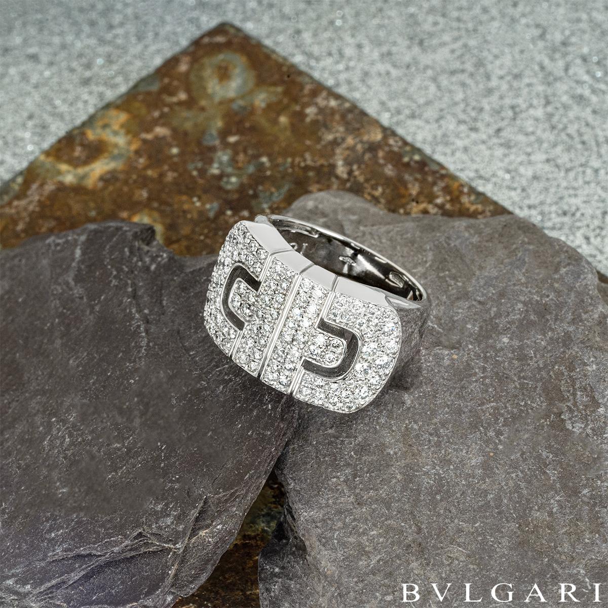 Bvlgari White Gold Diamond Parentesi Ring For Sale 1
