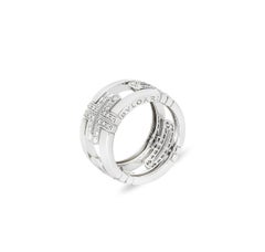 Bvlgari White Gold Diamond Parentesi Size 52 Ring 0.56ct TDW
