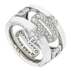 Bvlgari White Gold Diamond Parentesi Size 52 Ring 0.56ct TDW