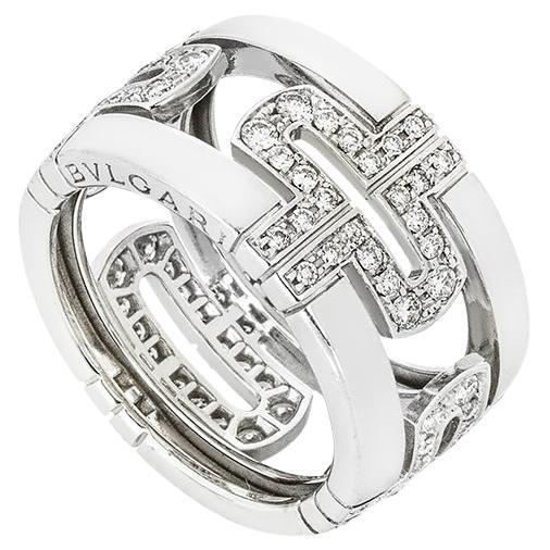 Bvlgari White Gold Diamond Parentesi Size 52 Ring 0.56ct TDW For Sale