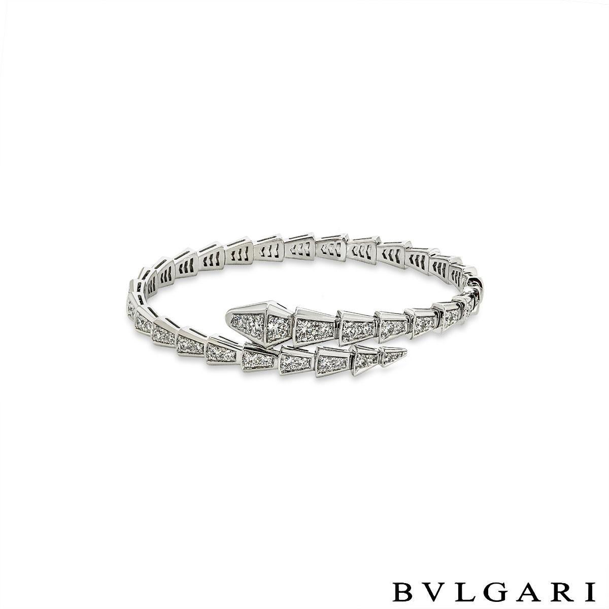 Round Cut Bvlgari White Gold Diamond Serpenti Viper Bracelet 351844