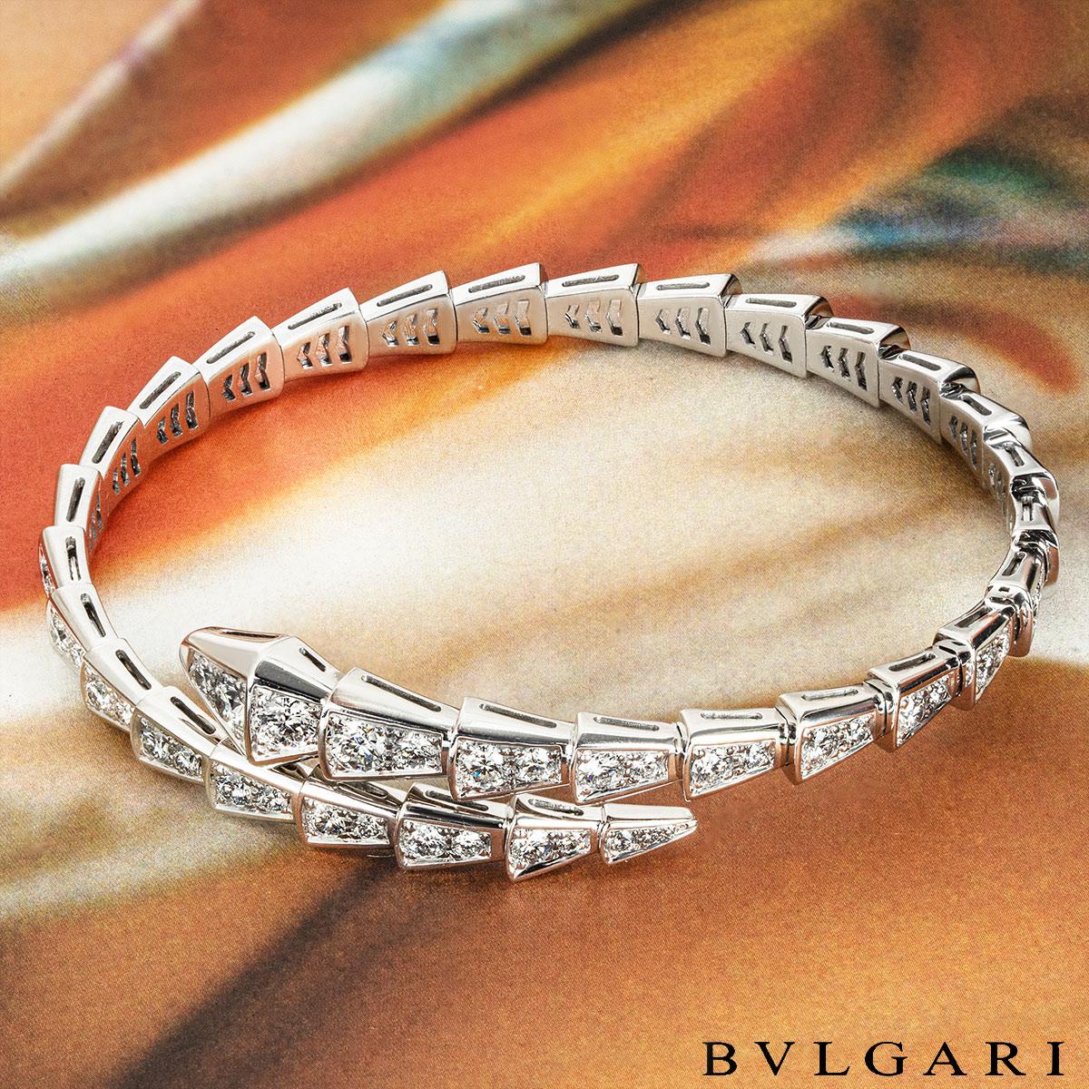 Bvlgari White Gold Diamond Serpenti Viper Bracelet 351844 1