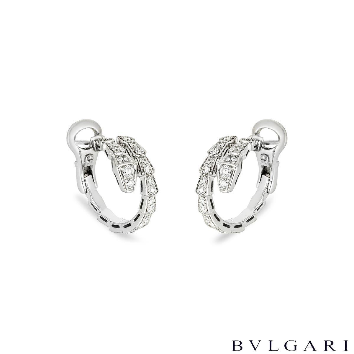 Bvlgari White Gold Diamond Serpenti Viper Hoop Earrings 0.75ct 358360 In Excellent Condition In Mayfair, London, London