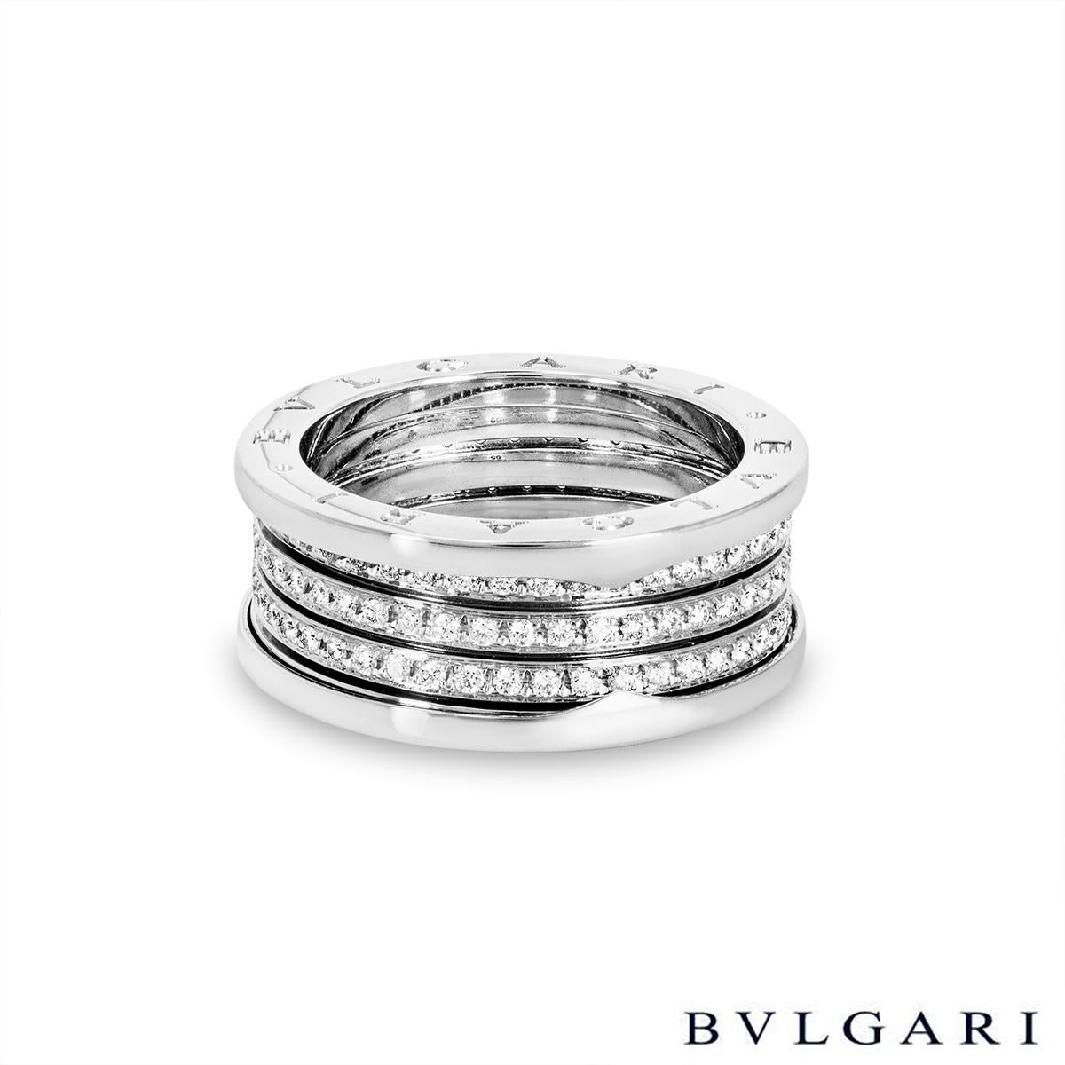 Round Cut Bvlgari White Gold Diamond Set B.Zero1 Ring For Sale