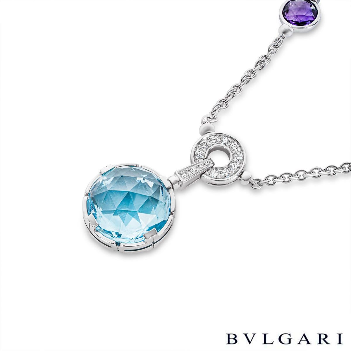 Bvlgari White Gold Multi-Gem & Diamond Parantesi Necklace In Excellent Condition In Mayfair, London, London