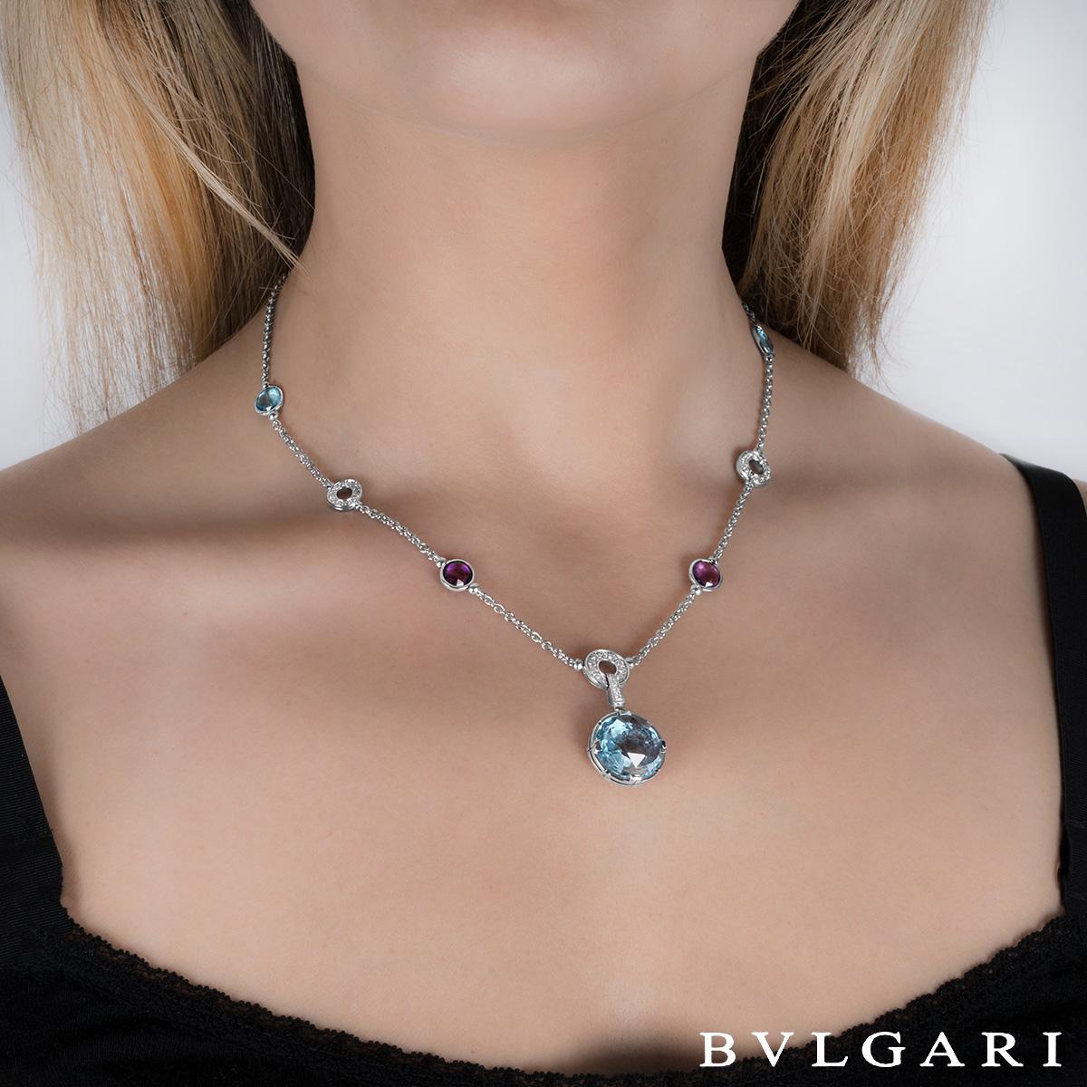 Bvlgari White Gold Multi-Gem & Diamond Parantesi Necklace 2