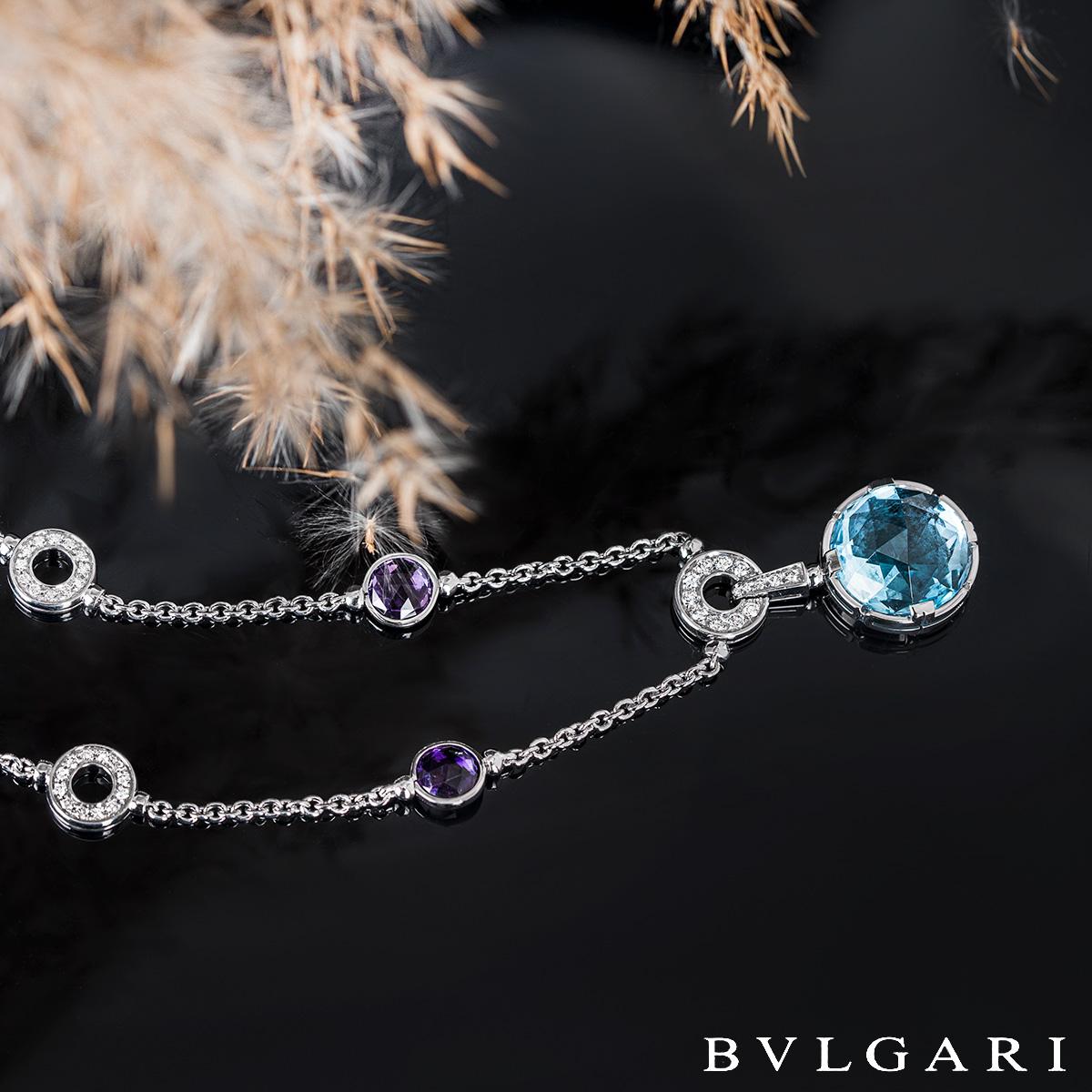 Bvlgari White Gold Multi-Gem & Diamond Parantesi Necklace 3