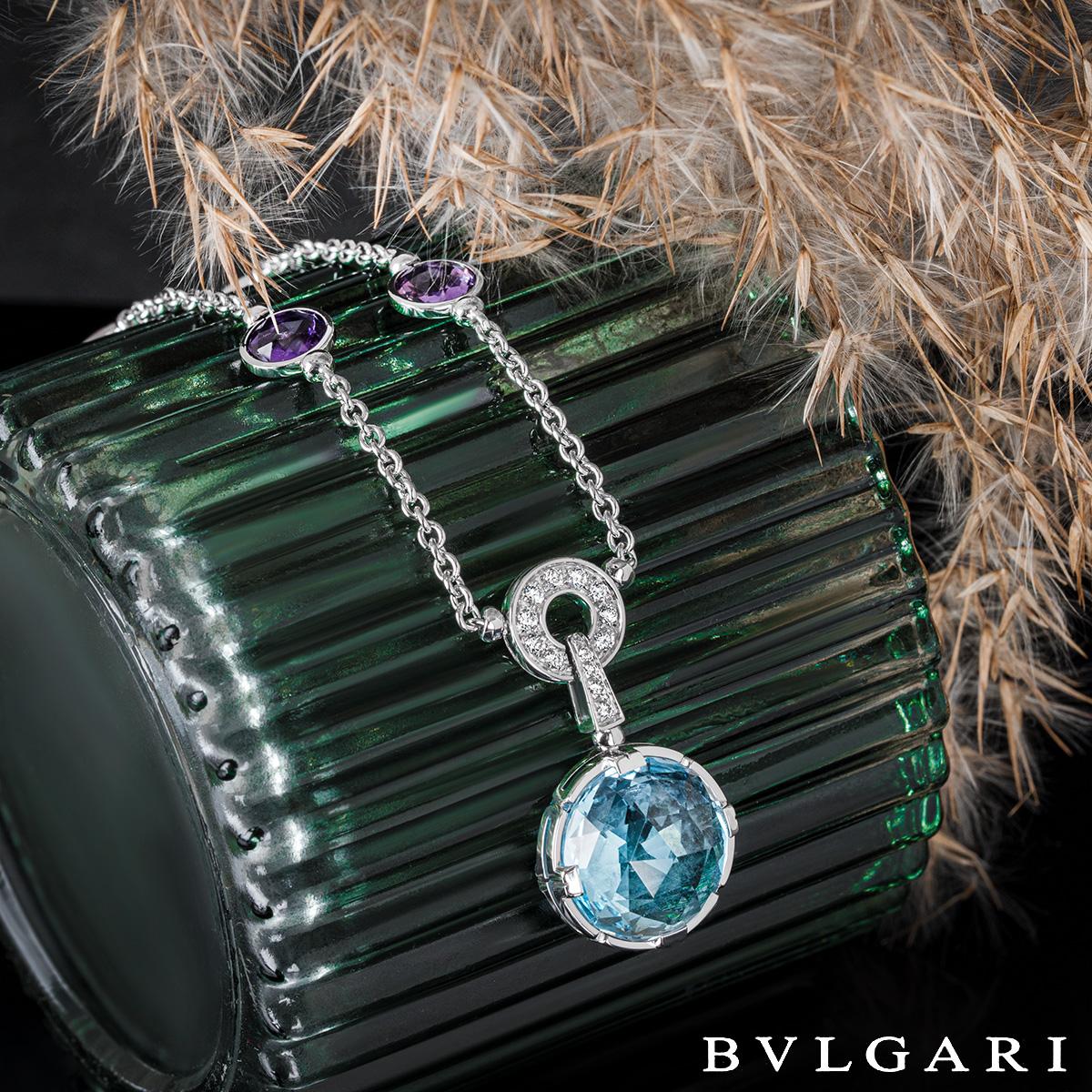 Bvlgari White Gold Multi-Gem & Diamond Parantesi Necklace 4