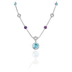 Bvlgari White Gold Multi-Gem & Diamond Parantesi Necklace