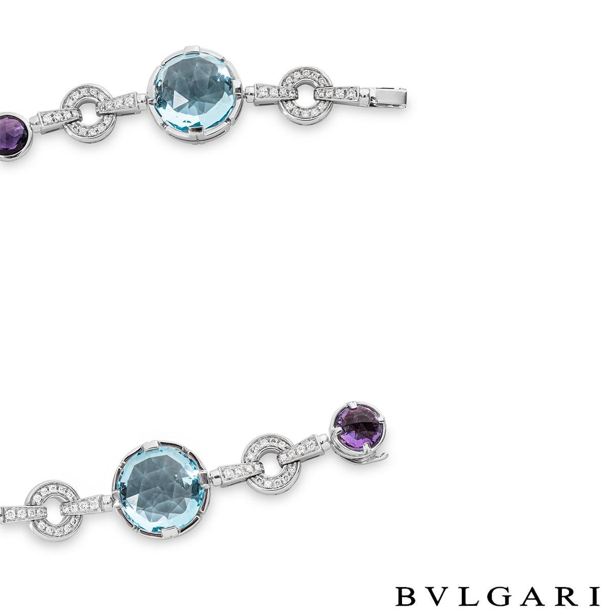 Bvlgari White Gold Multi-Gem & Diamond Parentesi Bracelet In Excellent Condition In London, GB