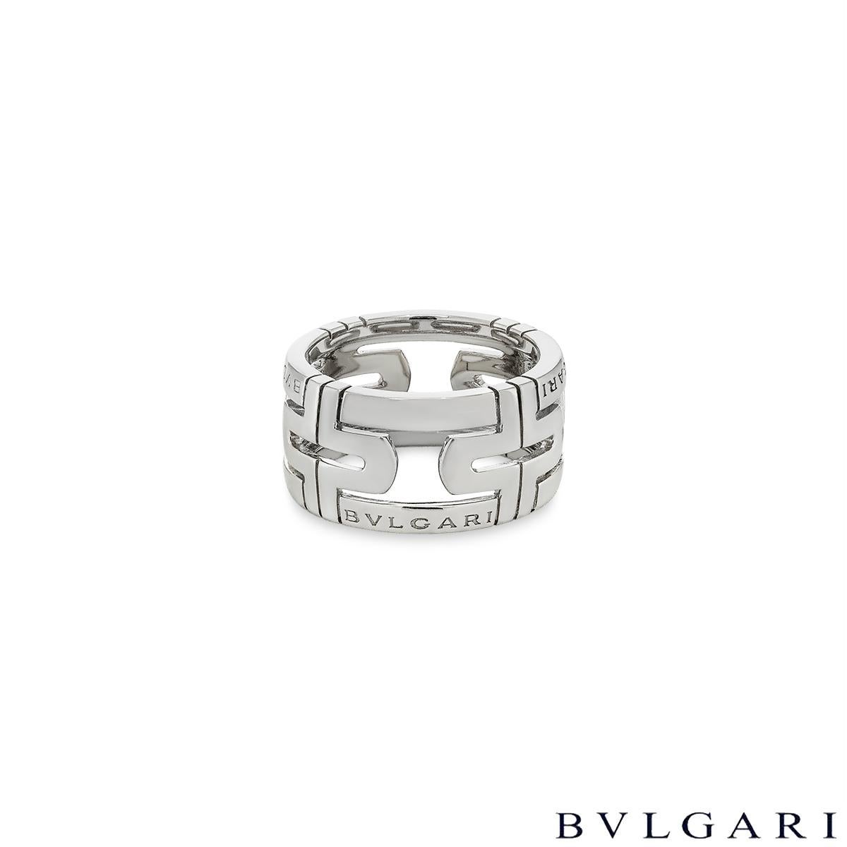 Bvlgari White Gold Parentesi Ring Size 56 In Excellent Condition For Sale In London, GB