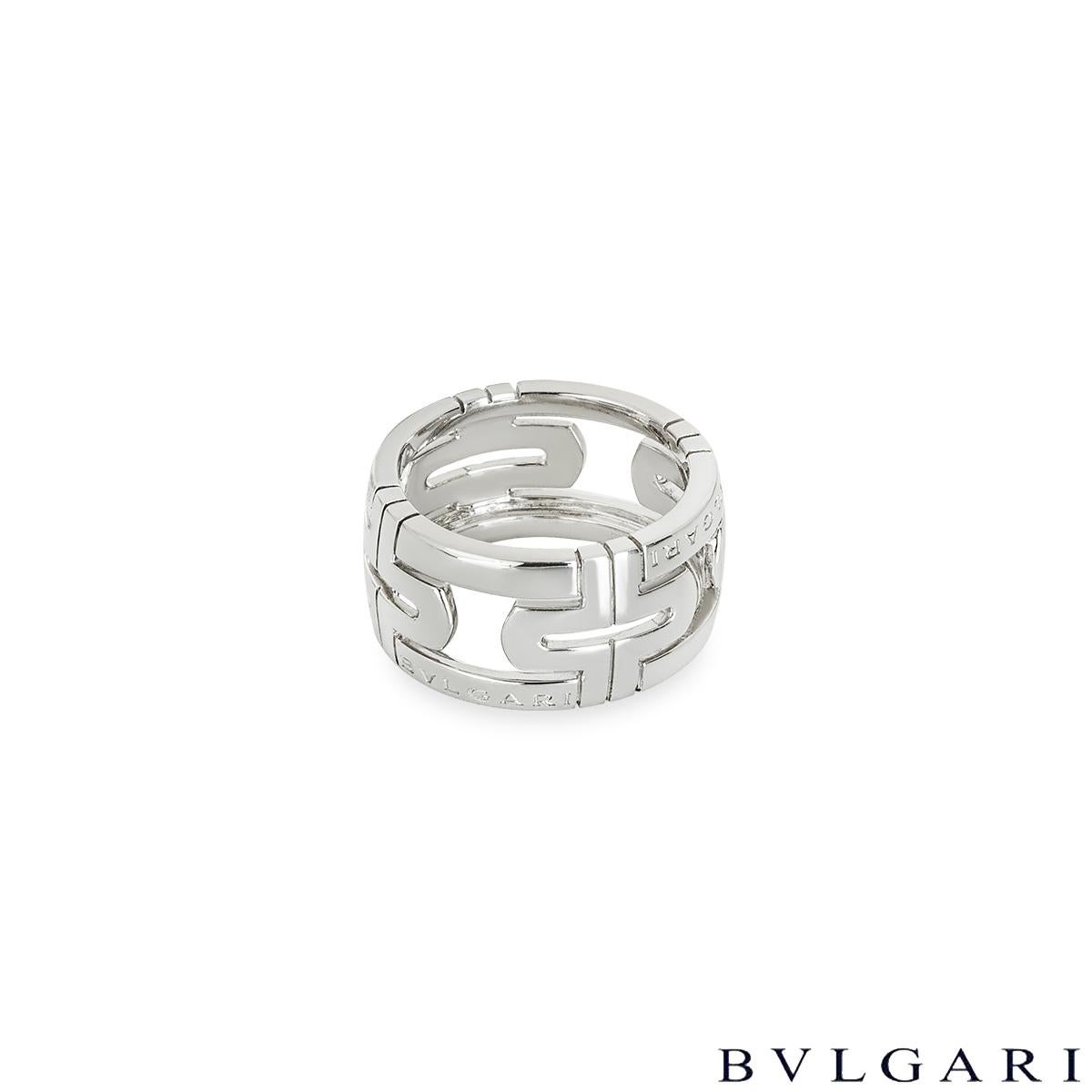 Women's Bvlgari White Gold Parentesi Ring Size 56 For Sale