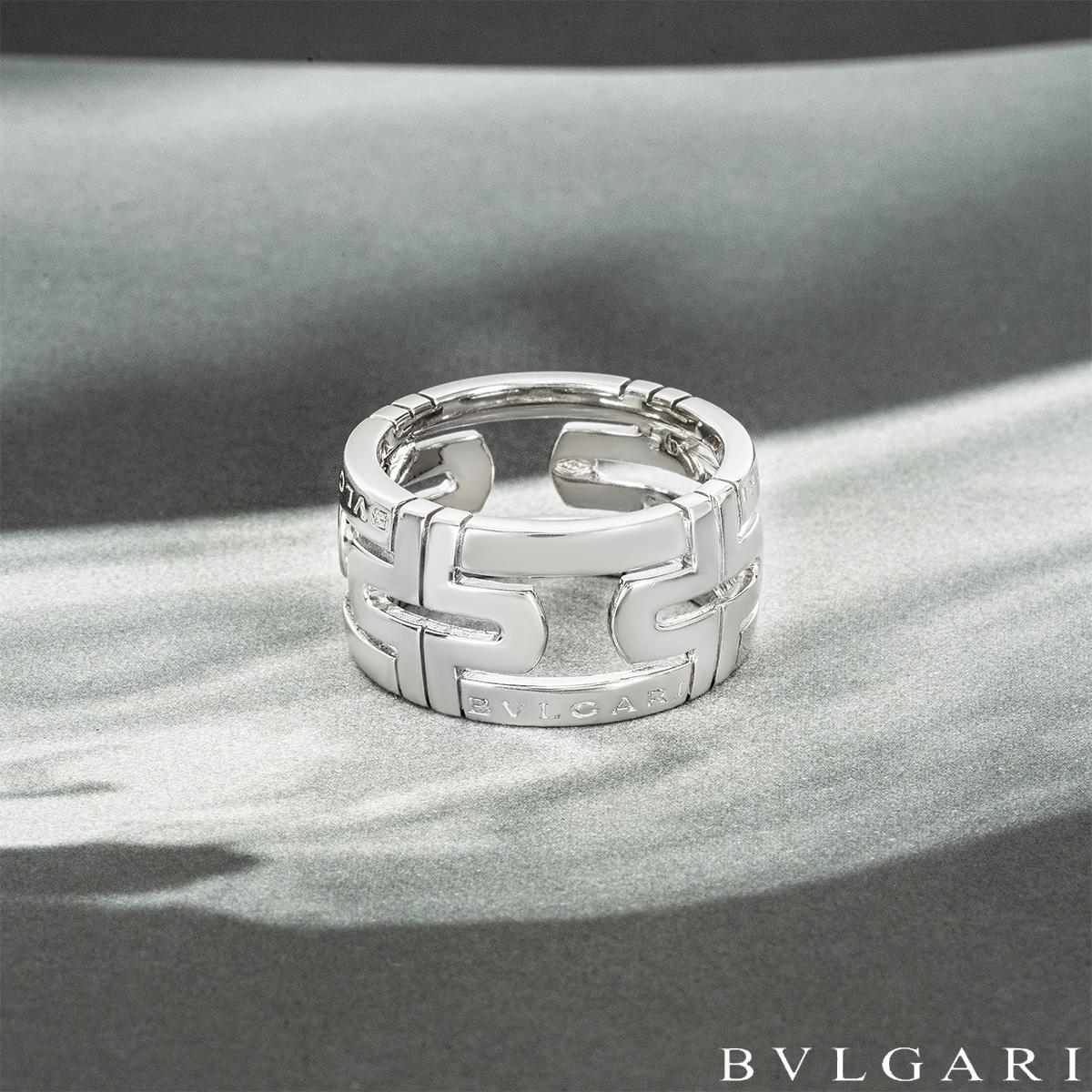 Bvlgari White Gold Parentesi Ring Size 56 For Sale 2