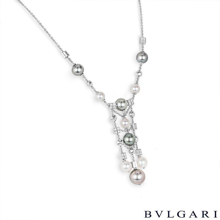 Bvlgari White Gold Pearl and Diamond Lucea Necklace For Sale at 1stDibs