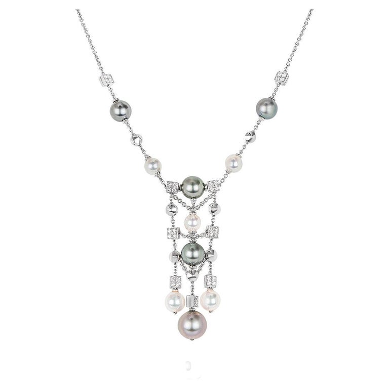 Bvlgari White Gold Pearl and Diamond Lucea Necklace For Sale at 1stDibs