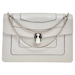 Bvlgari White Leather Medium Serpenti Forever Shoulder Bag