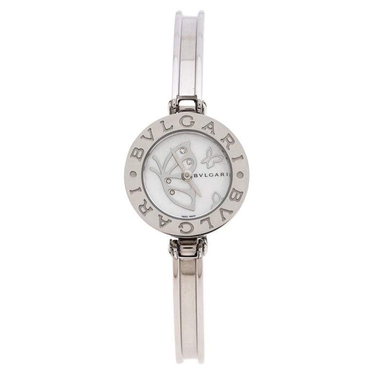 Bvlgari White Mother of Pearl Butterfly Diamonds B.Zero1 Womens Wristwatch 22 mm