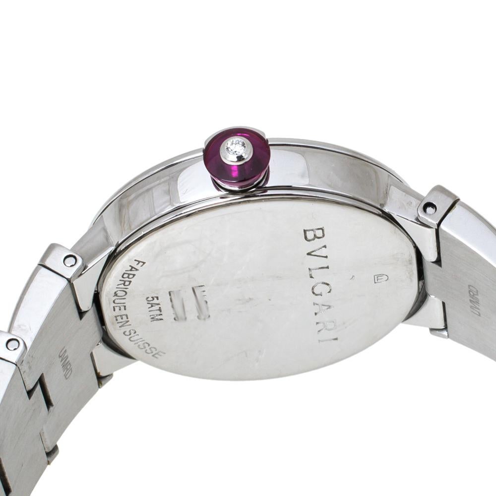 Women's Bvlgari White Mother of Pearl Stainless Steel LVCEA LU28S Womens Wristwatch 28mm