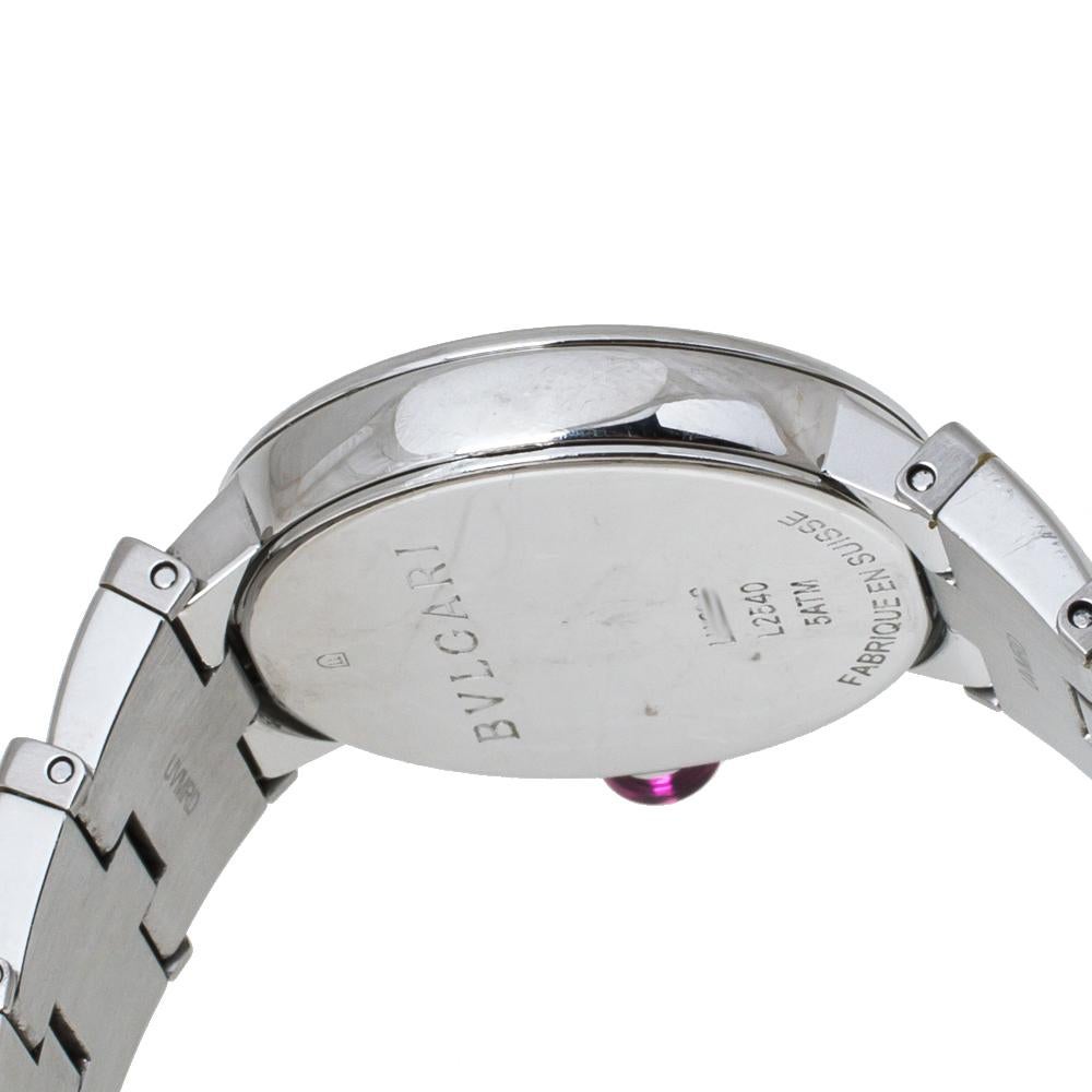 Bvlgari White Mother of Pearl Stainless Steel LVCEA LU28S Womens Wristwatch 28mm 1