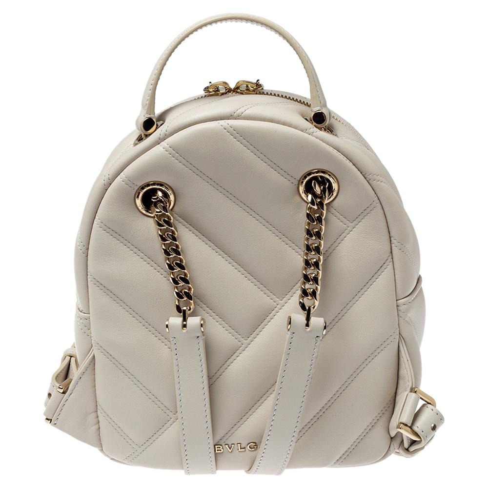 white quilted backpack