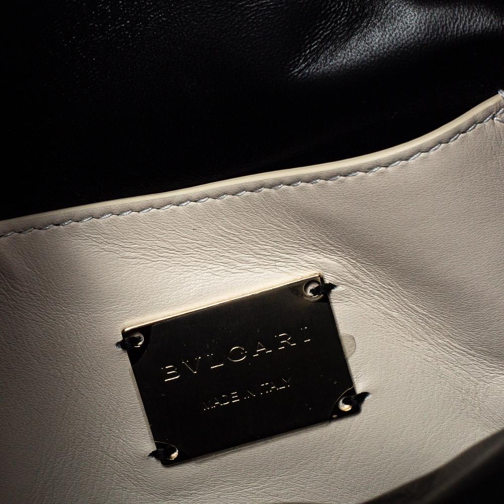 Bvlgari White Quilted Leather Serpenti Cabochon Backpack In Good Condition In Dubai, Al Qouz 2