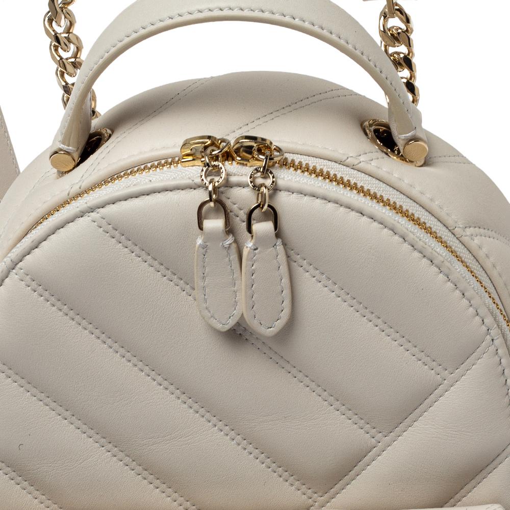 Women's Bvlgari White Quilted Leather Serpenti Cabochon Backpack