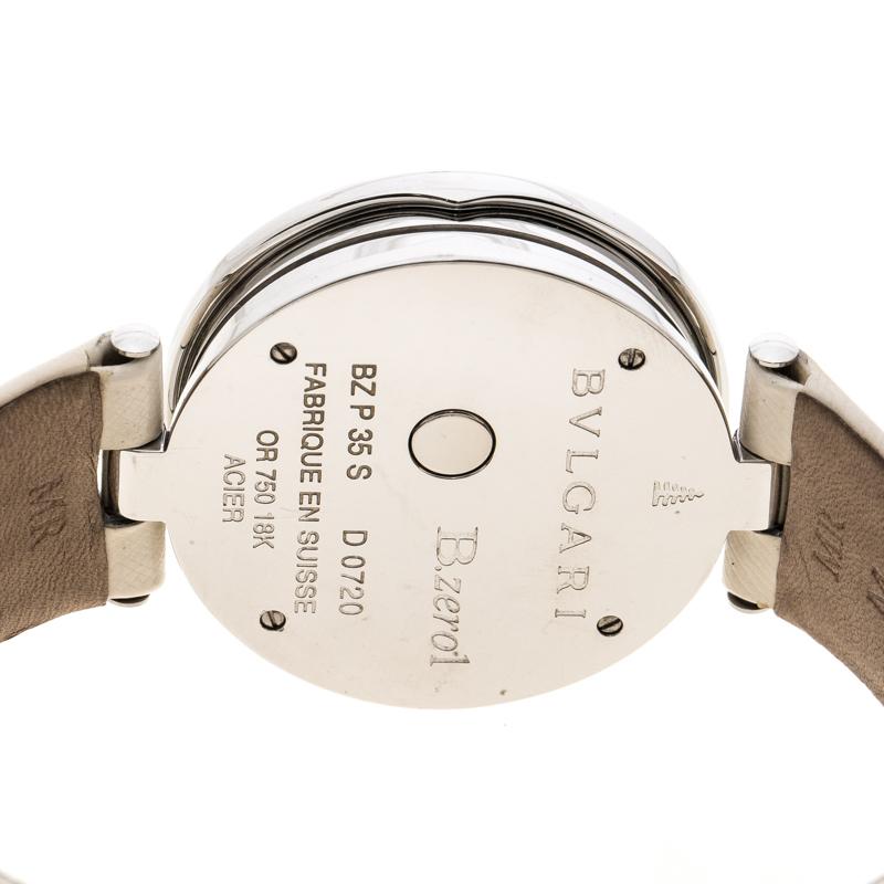 Bvlgari White Rose Gold-Plated Stainless Steel B.Zero1 Women's Wristwatch 35MM im Zustand „Hervorragend“ in Dubai, Al Qouz 2