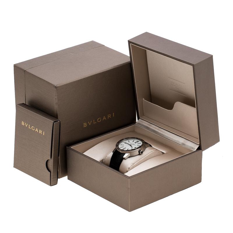 Contemporary Bvlgari White Stainless Steel Solotempo BB41S Automatic Men's Wristwatch 41 mm