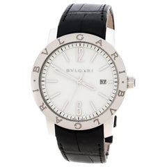 Bvlgari White Stainless Steel Solotempo BB41S Automatic Men's Wristwatch 41 mm