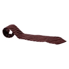 Bvlgari X Davide Pizzigoni Burgundy Diagonal Striped Silk Seven Fold Tie