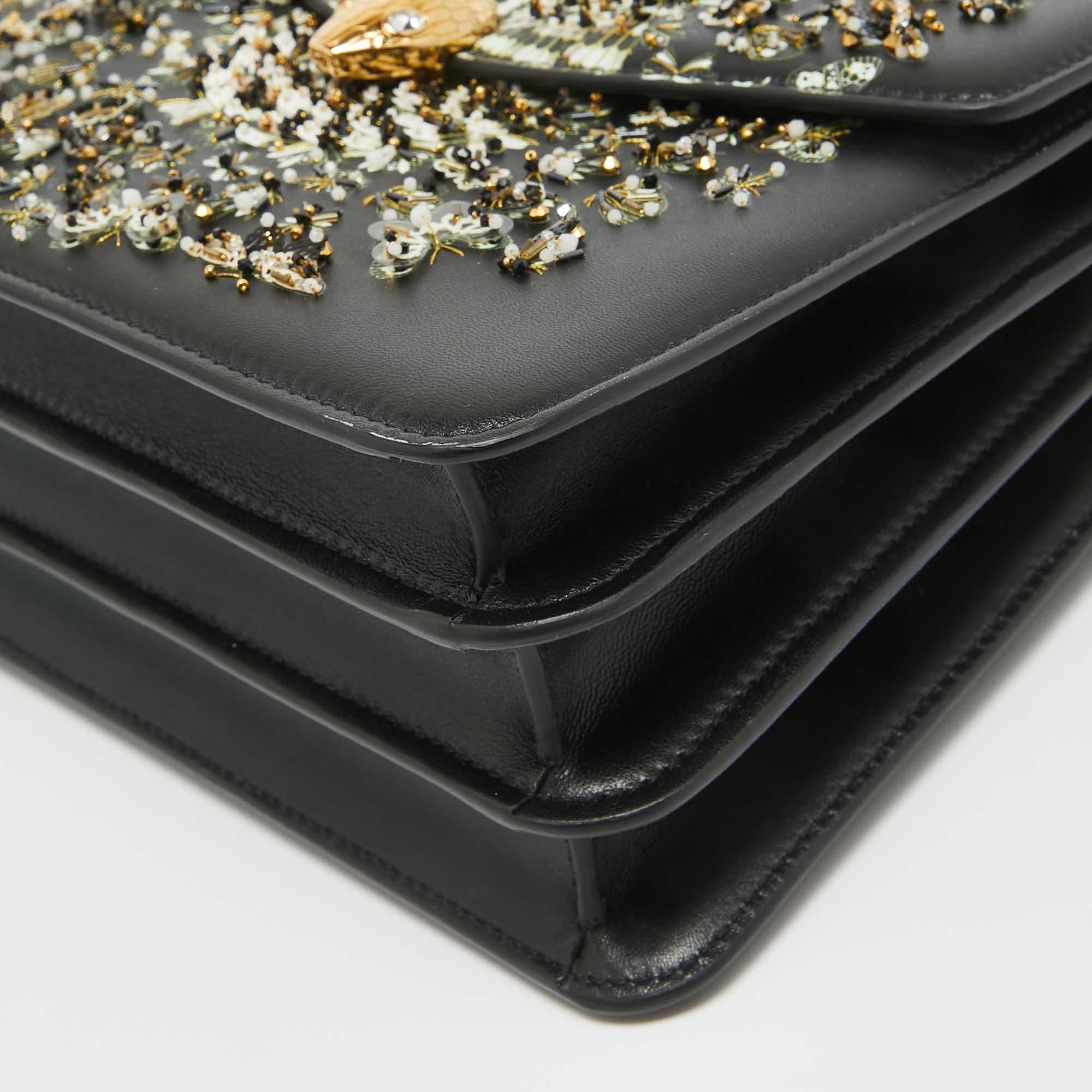 Bvlgari x Mary Katrantzou Black Leather Bejewelled Top Handle Bag For Sale 6