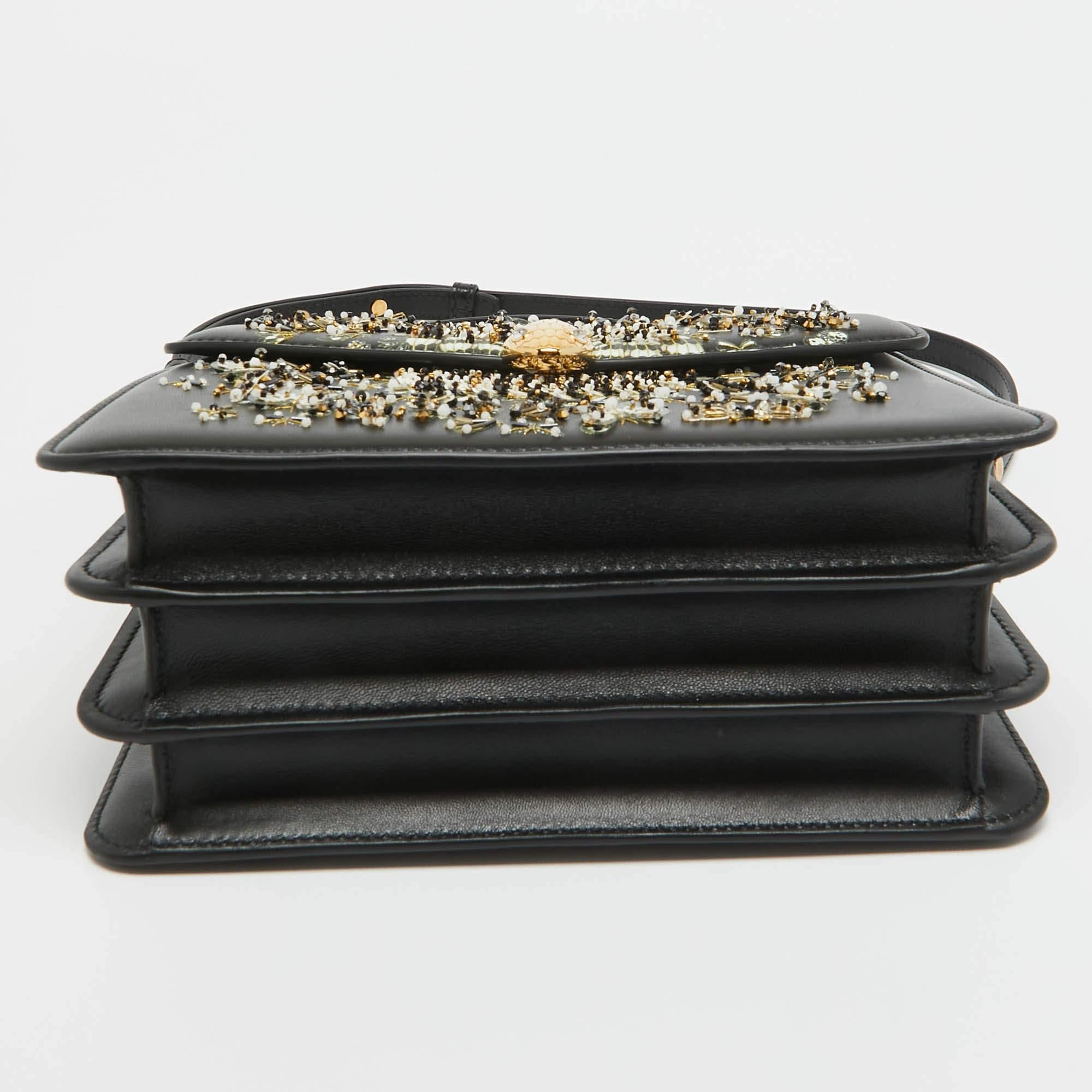 Bvlgari x Mary Katrantzou Black Leather Bejewelled Top Handle Bag For Sale 1