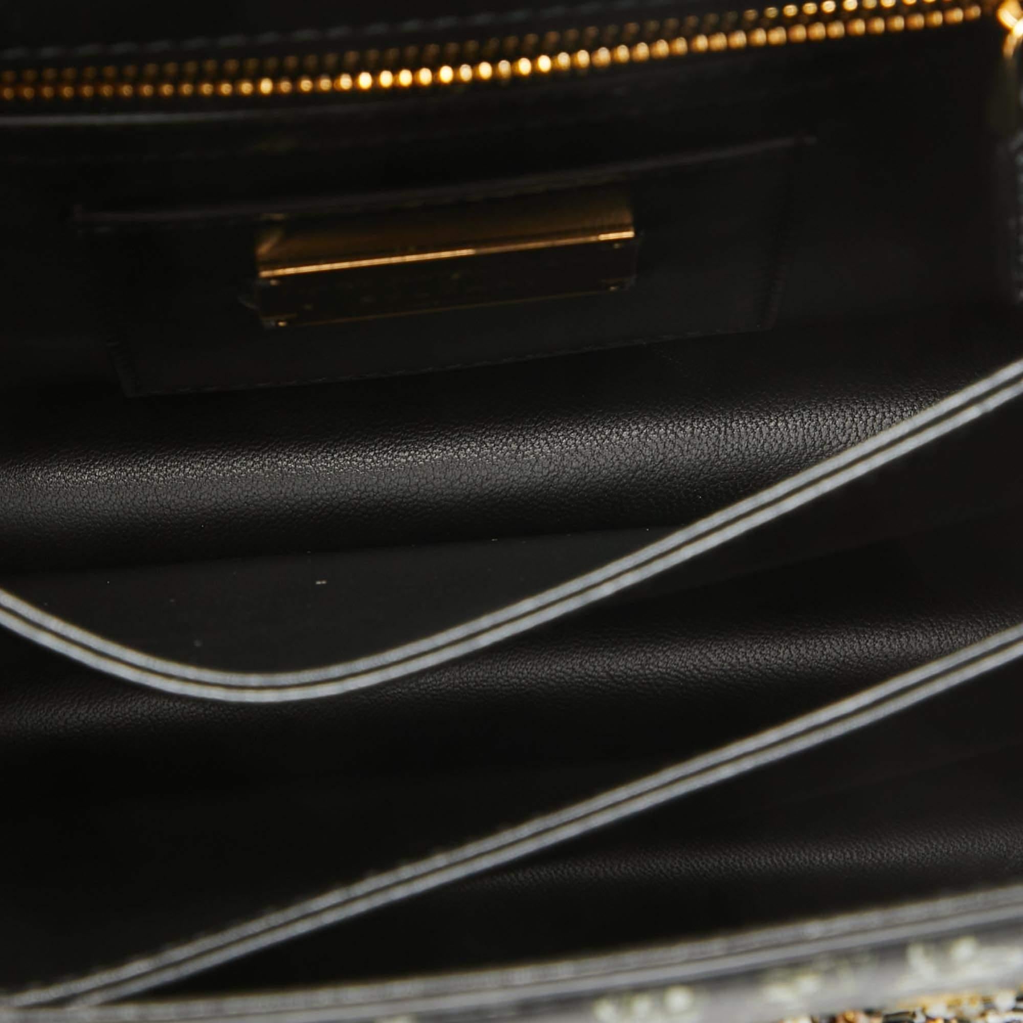 Bvlgari x Mary Katrantzou Black Leather Bejewelled Top Handle Bag For Sale 3