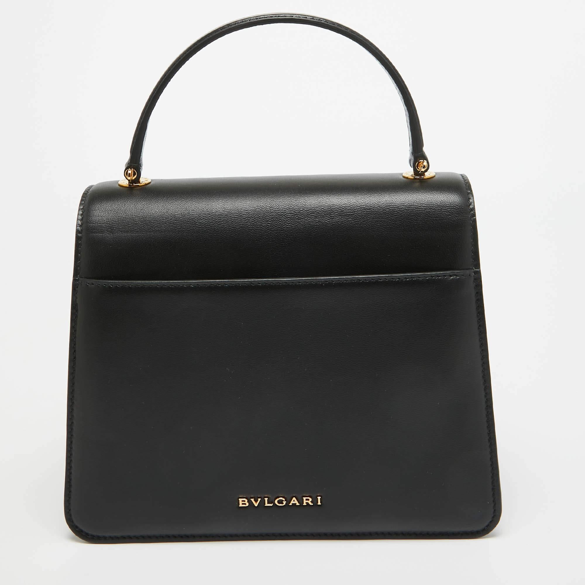 Bvlgari x Mary Katrantzou Black Leather Bejewelled Top Handle Bag For Sale 5