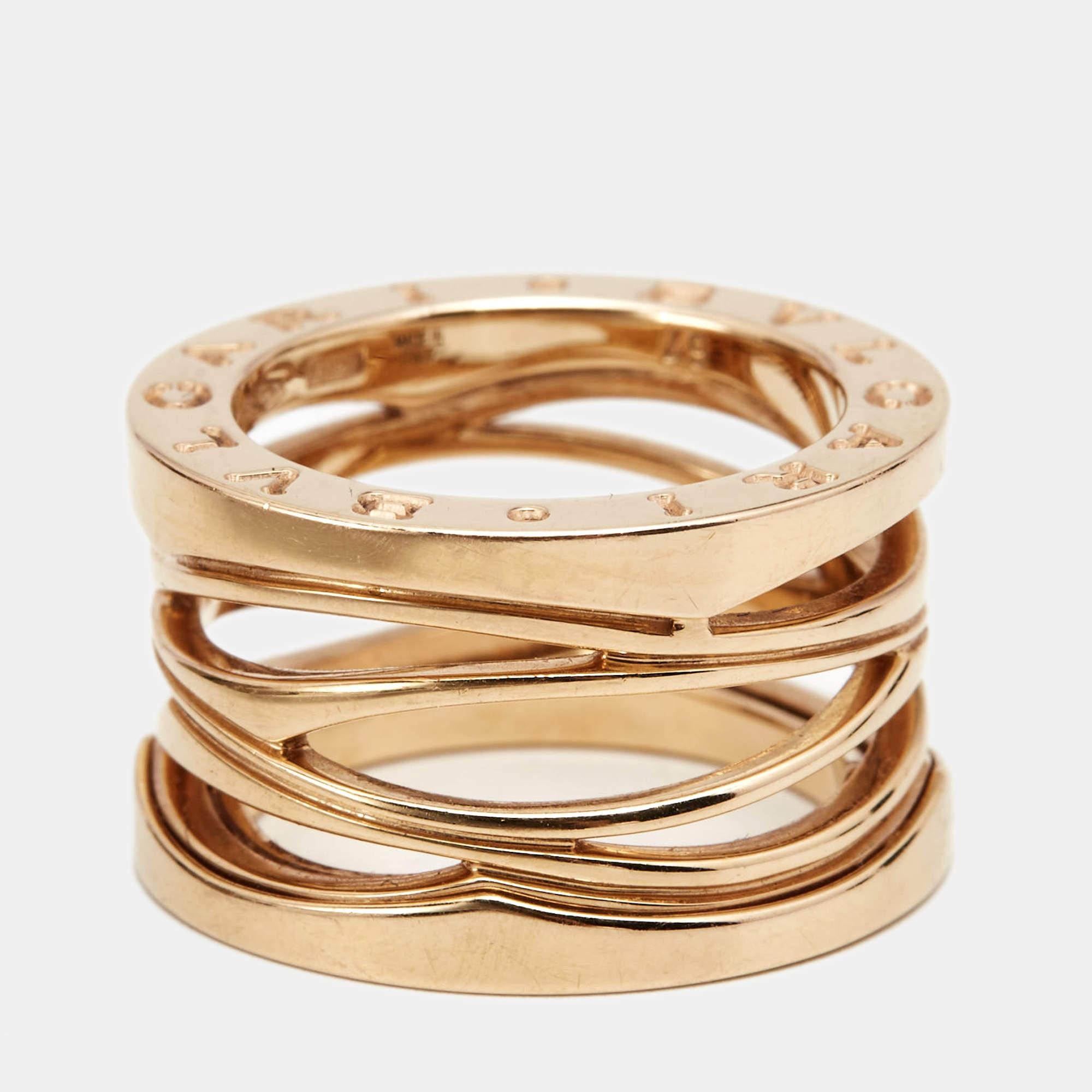Contemporary Bvlgari x Zaha Hadid B.Zero1 18k Rose Gold Ring Size 49