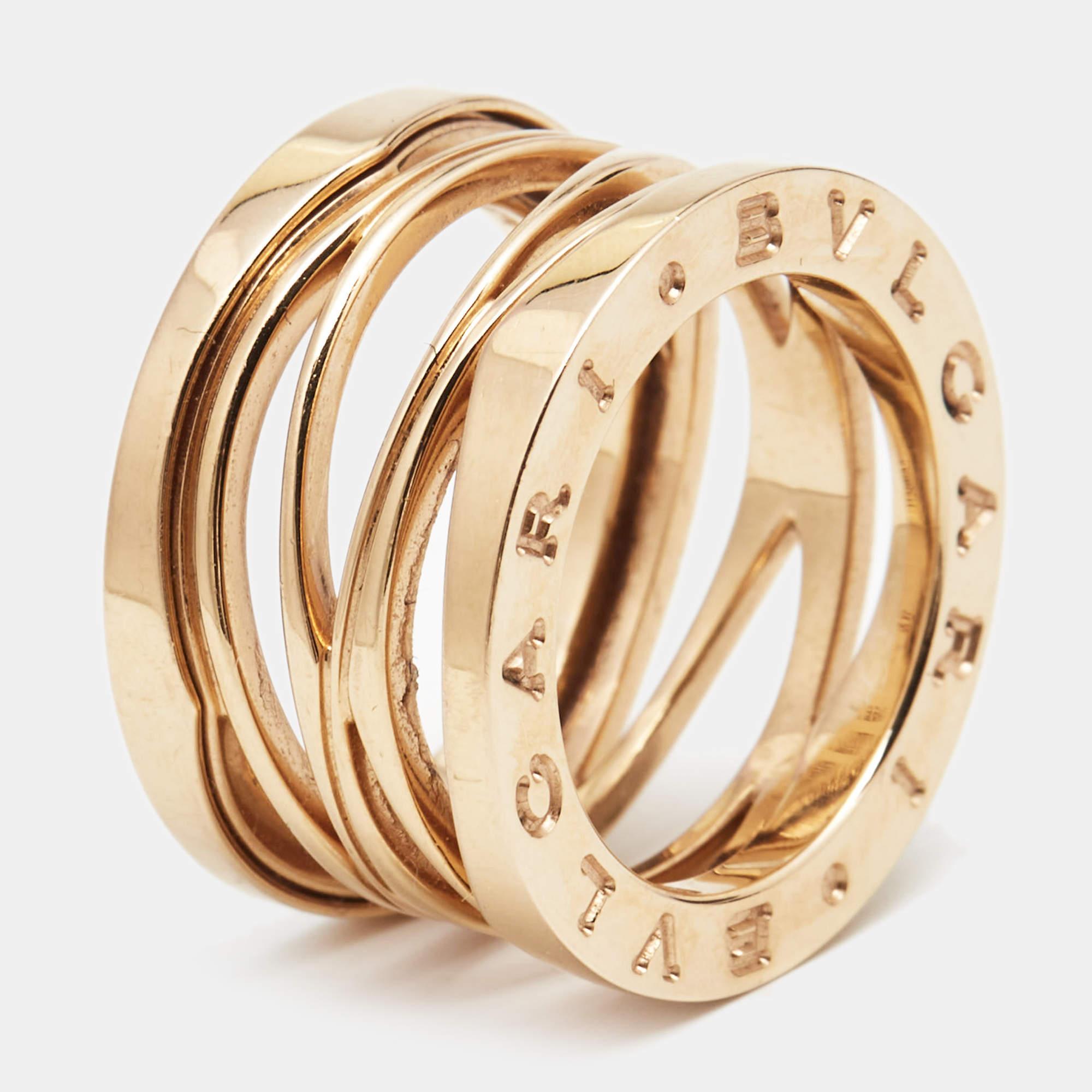 Bvlgari x Zaha Hadid B.Zero1 18k Rose Gold Ring Size 49 In Good Condition In Dubai, Al Qouz 2