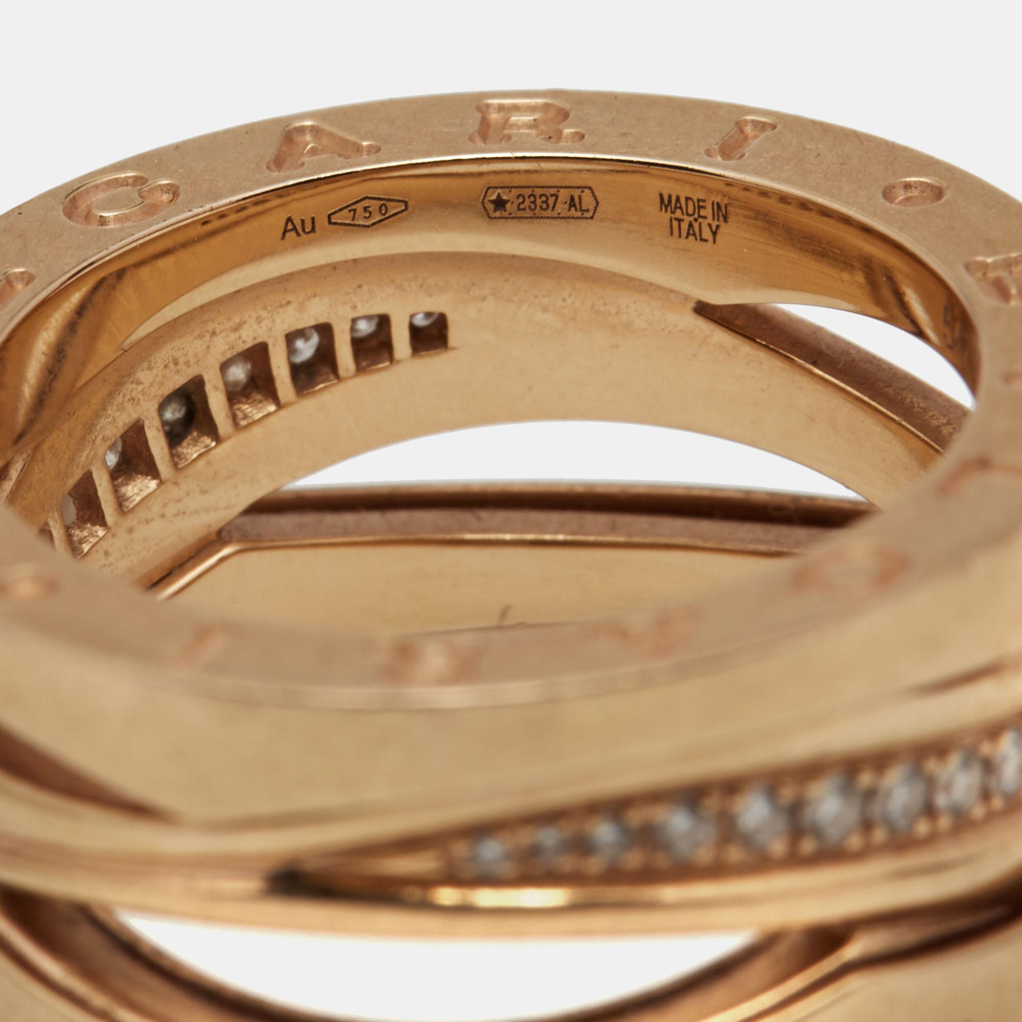 Bvlgari x Zaha Hadid B.Zero1 Diamantring aus 18 Karat Roségold Größe 54 im Zustand „Relativ gut“ in Dubai, Al Qouz 2