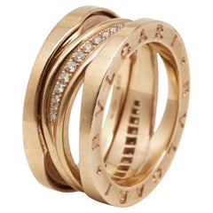 Bvlgari x Zaha Hadid B.Zero1 Diamond 18k Rose Gold Ring Size 54