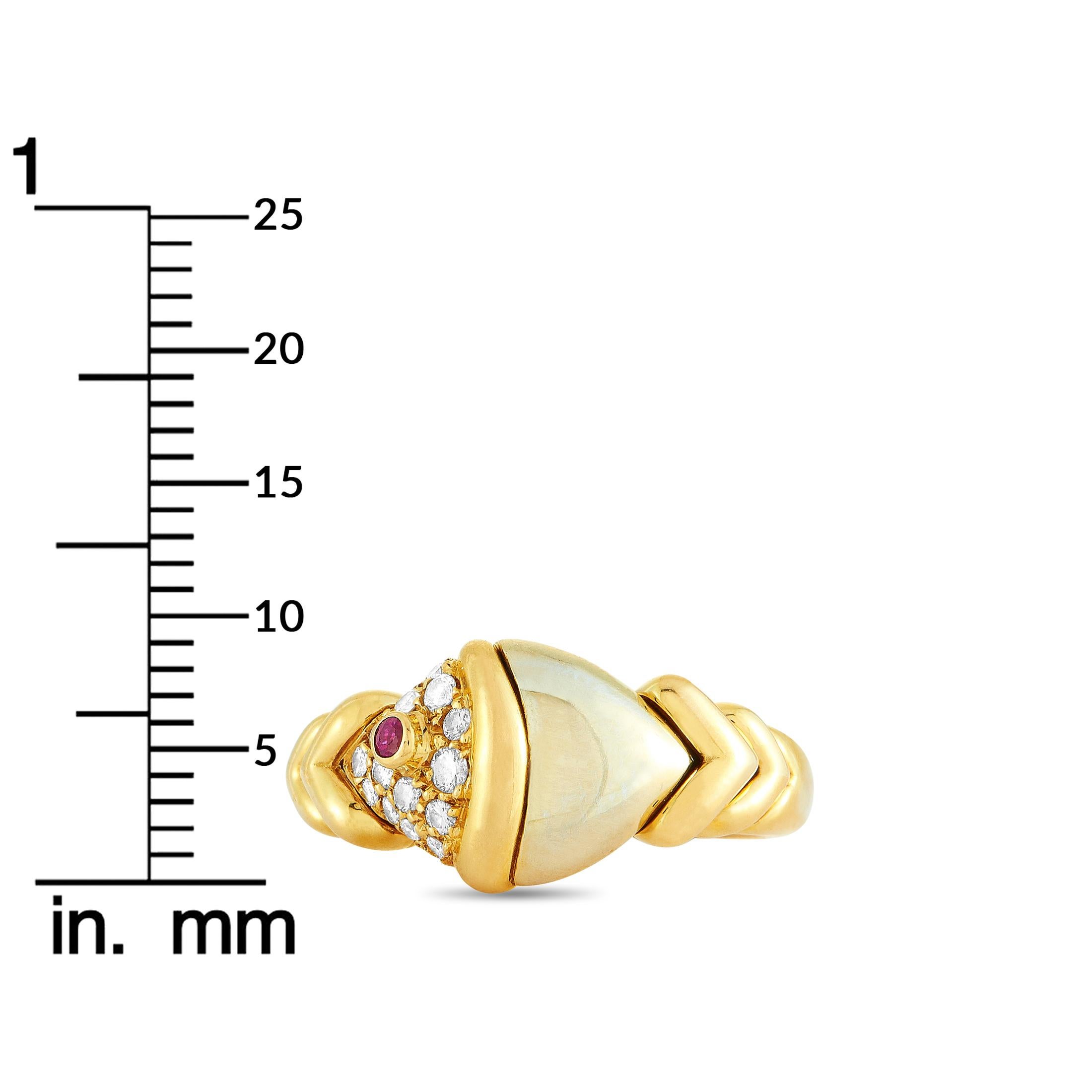 Bvlgari Yellow and White Gold Diamond and Ruby Ring 3