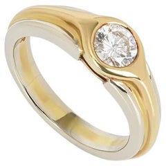 Vintage Bvlgari Yellow and White Gold Diamond Solitaire Engagement Ring 0.50ct H/VS2