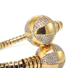 Bvlgari Yellow Gold 18 Karat Enigma Bypass Diamond Bangle Bracelet