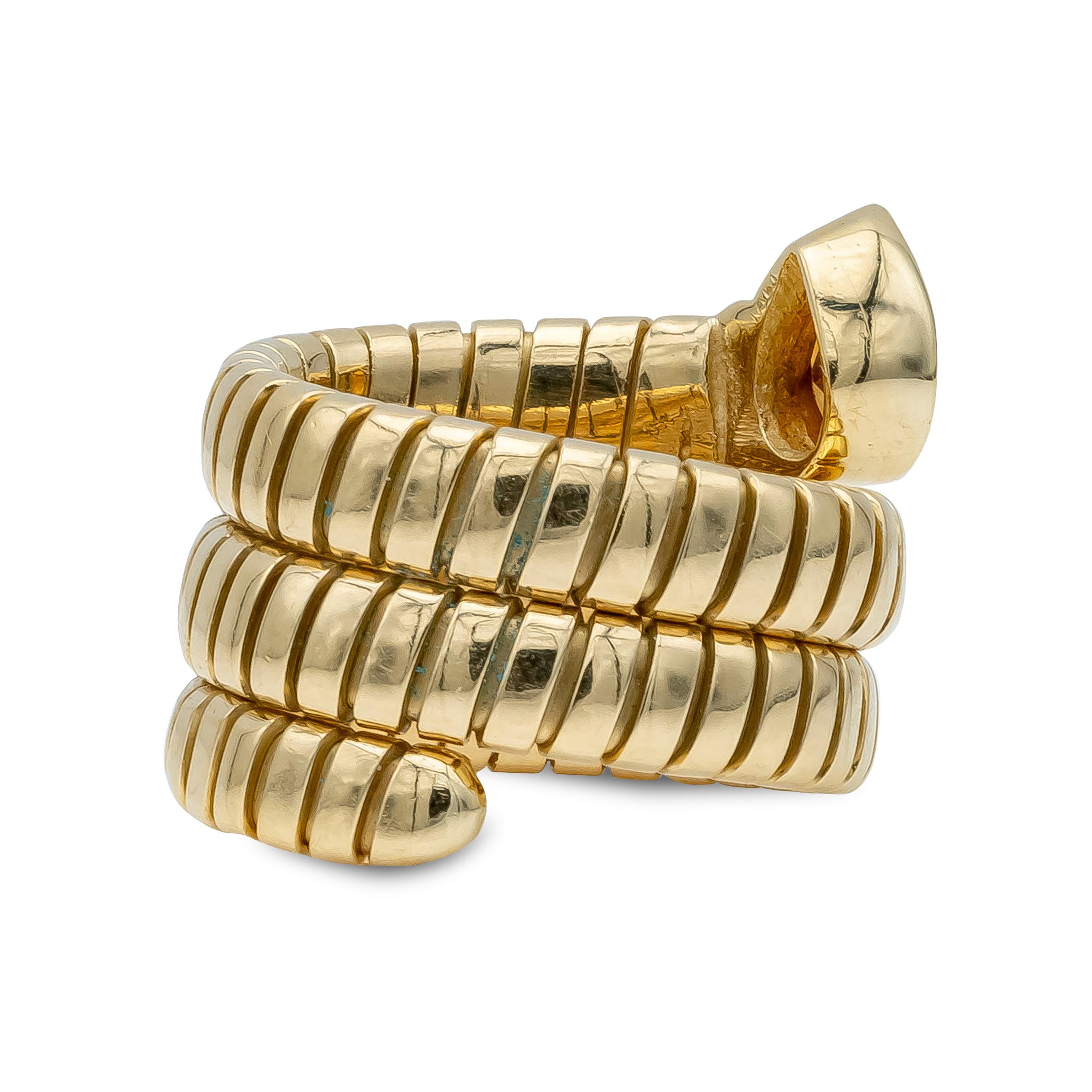 Contemporary Bvlgari Yellow Gold 3 Coil Tubagas Ring