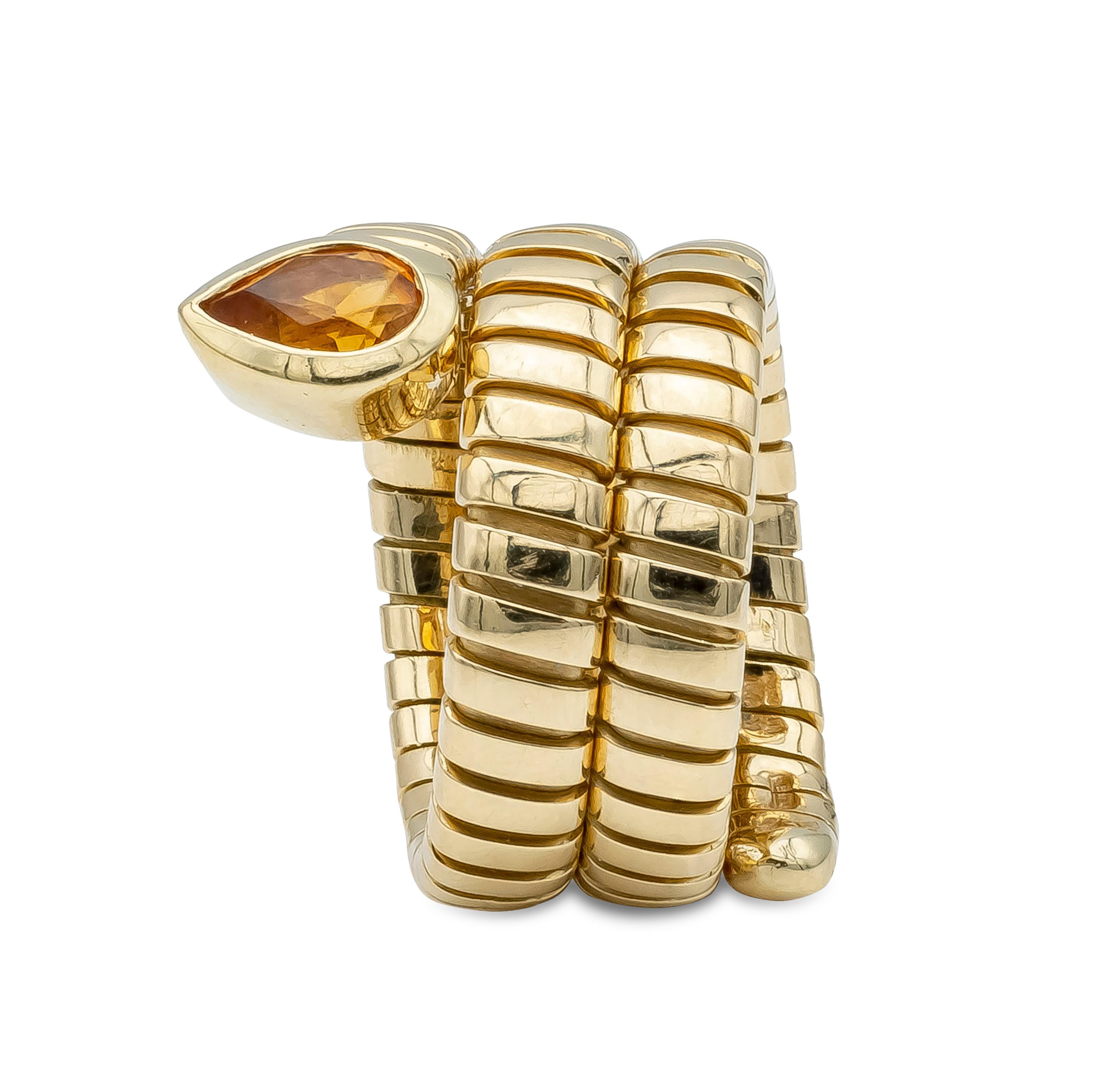 Bvlgari Yellow Gold 3 Coil Tubagas Ring In Good Condition In New York, NY