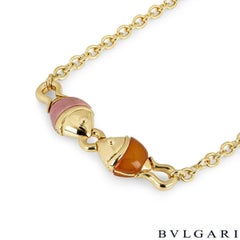 Bvlgari Yellow Gold Carnelian and Pink Jade Naturalia Fish Necklace