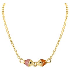 Bvlgari Yellow Gold Carnelian and Pink Jade Naturalia Fish Necklace