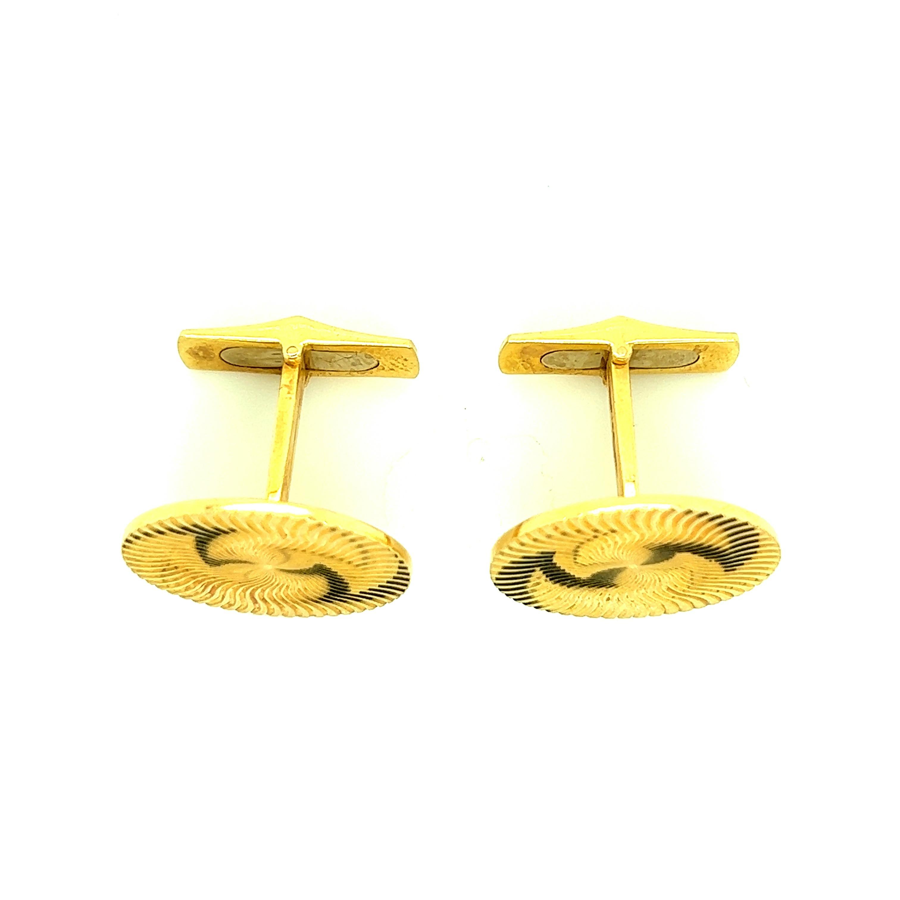 Men's Bvlgari Yellow Gold Circle Cufflinks  For Sale