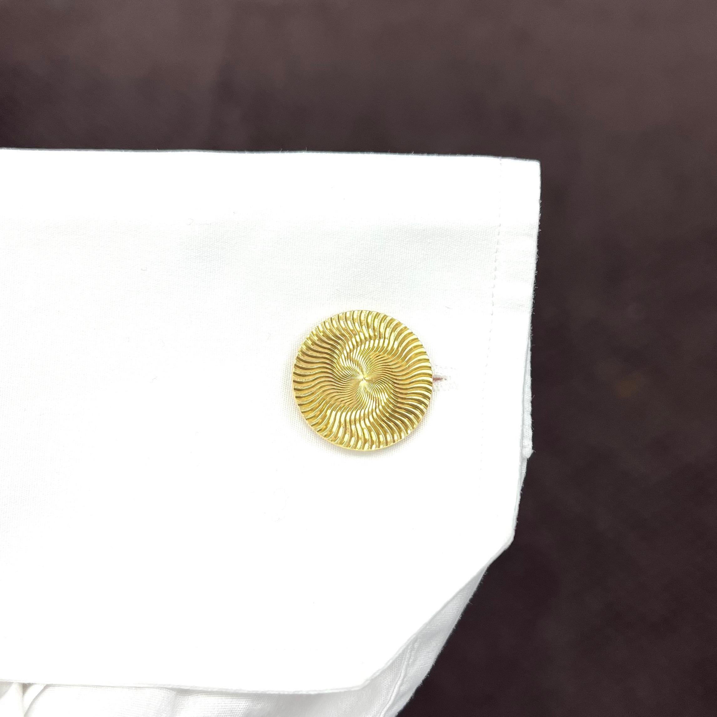 Bvlgari Yellow Gold Circle Cufflinks  For Sale 2