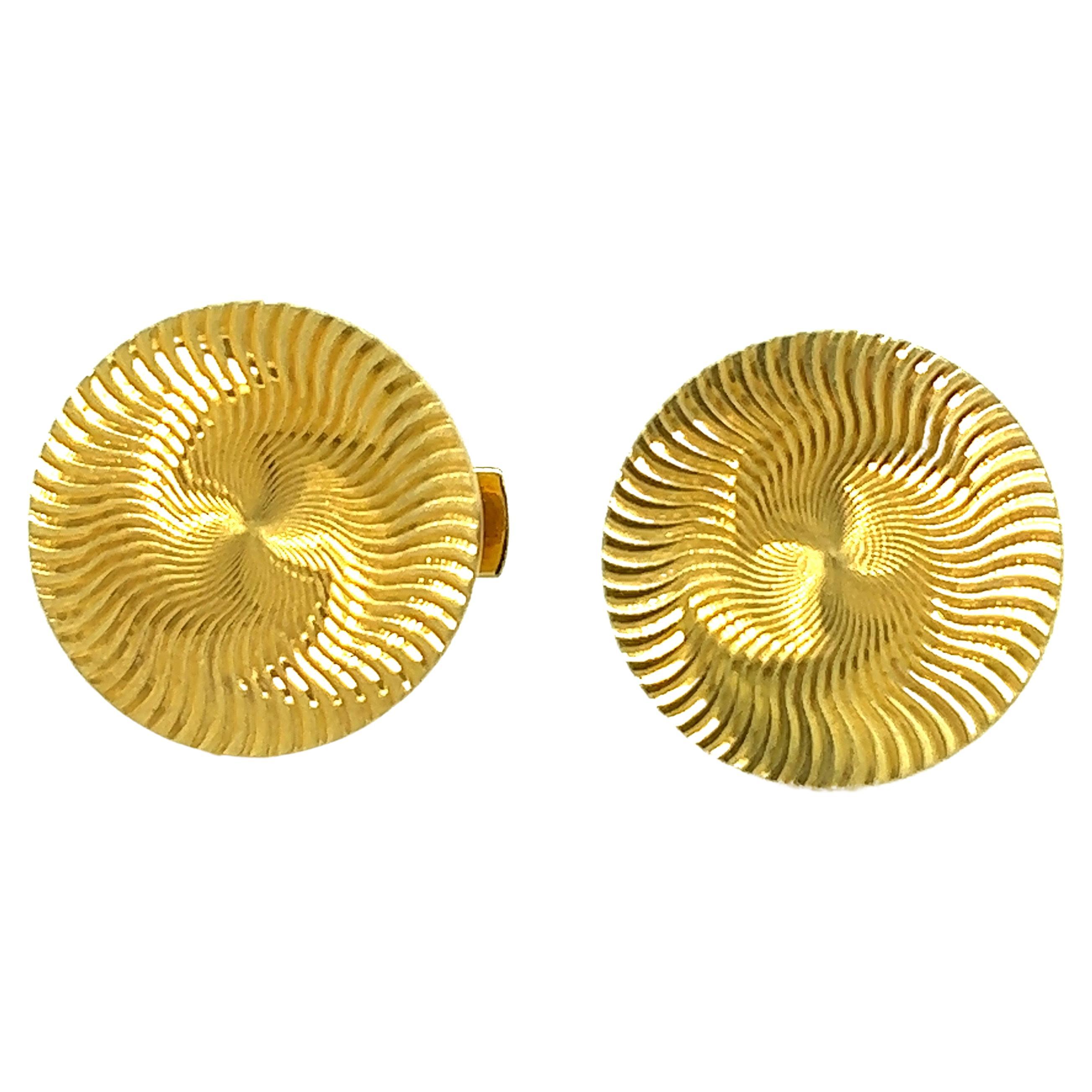 Bvlgari Yellow Gold Circle Cufflinks  For Sale