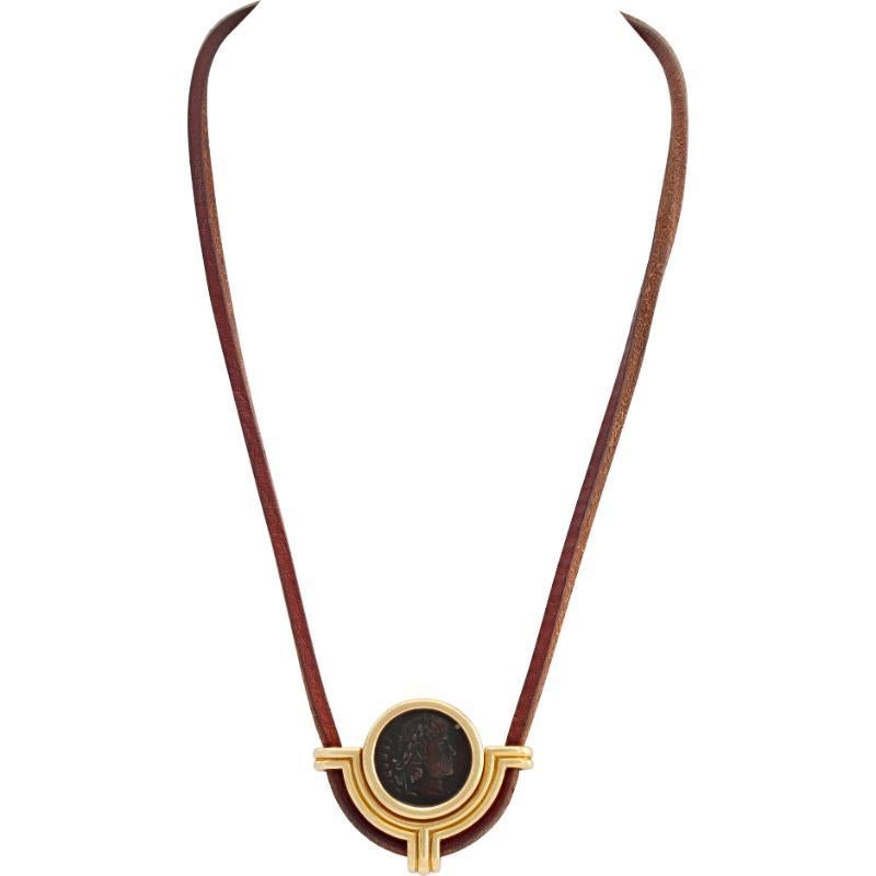 Bvlgari Necklace with 18k yellow gold Costantino Magno 306-337 Roman coin.Coin size 18mm x 18mm. Length 16 inches
